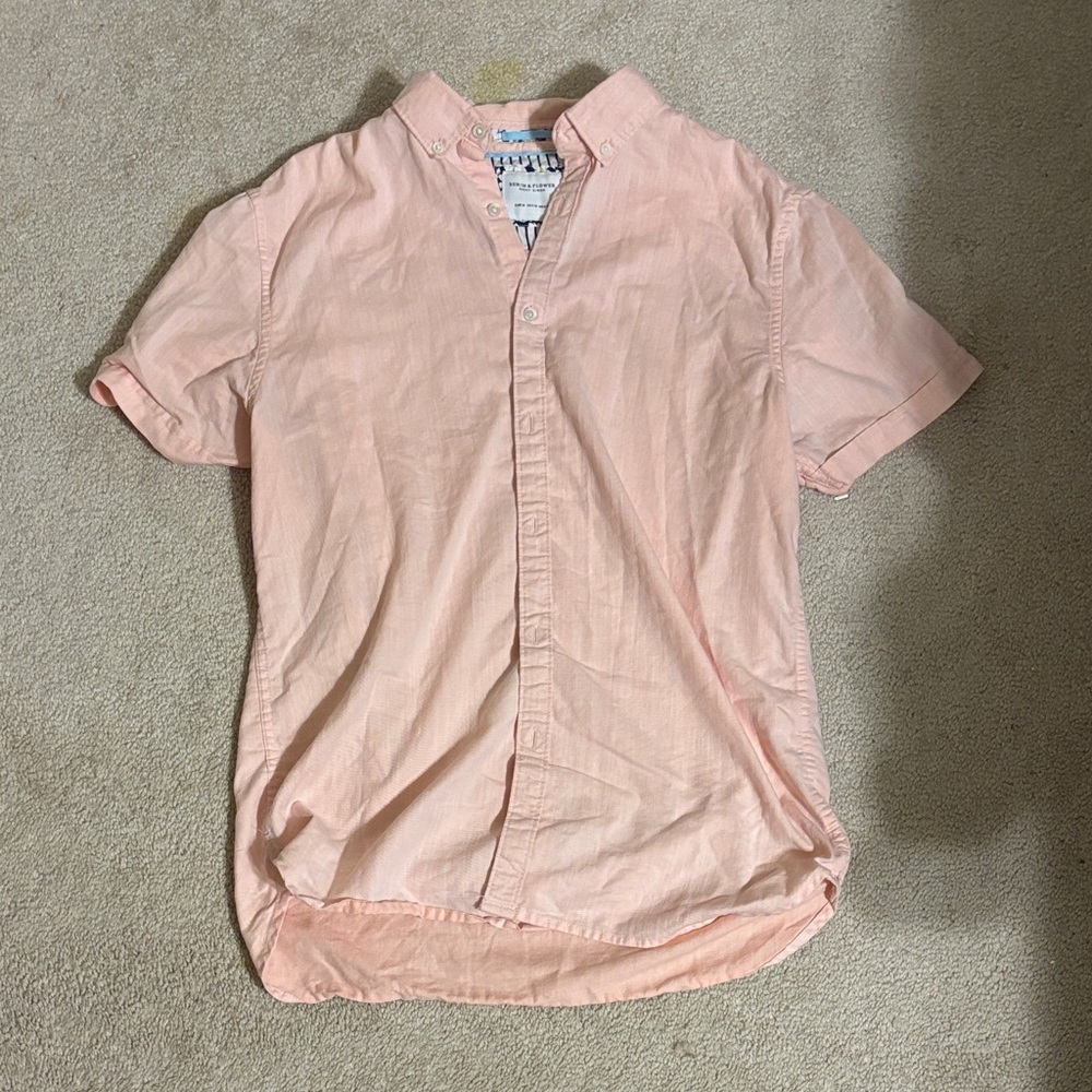 Denim & Flower Light Pink Casual Button Down Shirt